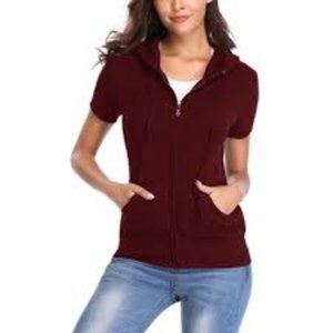 =MISS MOLY Womens Short Sleeve  Zip Up Hoodie